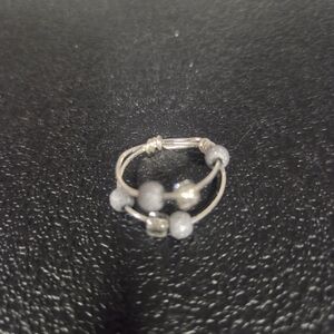 Hand Crafted Silver Tone Multi-Band Beaded Fidget Ring